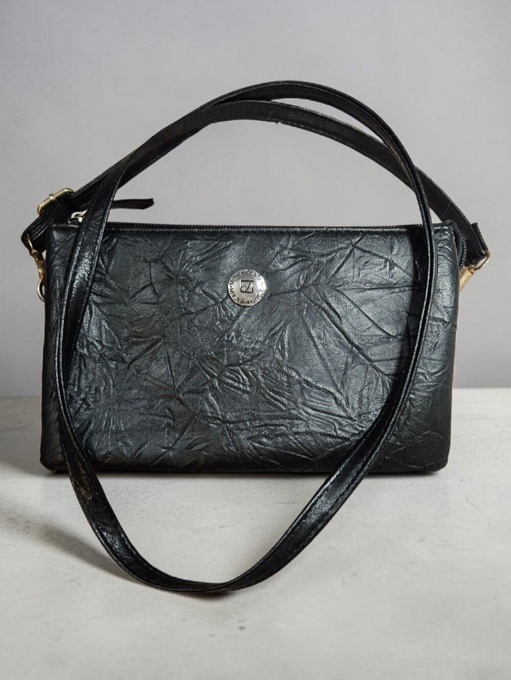 Stone Mountain Faux Bonded Leather 6 Compartment Sm Bag Adjust Strap